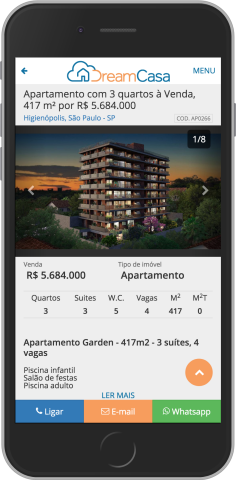 exemplo de publicação de imóvel no dreamcasa para iphone